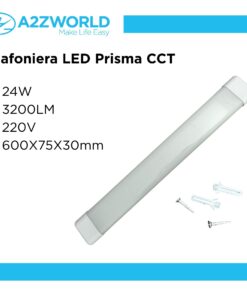 Plafoniera LED Prisma CCT, Regletta Led 60cm 24W 3200LM 220V, Barra Led Da Soffitto, 600X75X30mm - immagine 3