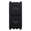 Serie Civile ETTROIT Nero Compatibile Con Vimar Arke (Pulsante Doppio Saliscendi 1P+1P)