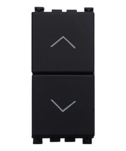 Serie Civile ETTROIT Nero Compatibile Con Vimar Arke (Pulsante Doppio Saliscendi 1P+1P)