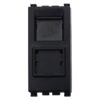 Serie Civile ETTROIT Nero Compatibile Con Vimar Arke (Presa Dati RJ45 CAT5E)