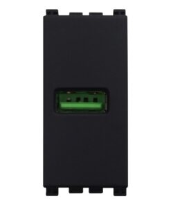 Serie Civile ETTROIT Nero Compatibile Con Vimar Arke (Presa USB)