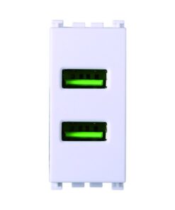 Serie Civile ETTROIT Bianco Compatibile Con Vimar Arke (Presa Doppio USB A)