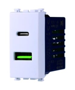 Serie Civile ETTROIT Bianco Compatibile Con Vimar Arke (Presa USB A QC + USB C PD) - immagine 3