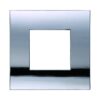 Placca Plastica ETTROIT Serie Venus 2 Posti/Moduli 502 Compatibile Con Vimar Arke, 14 Colori Disponibili (Cromato Lucido)