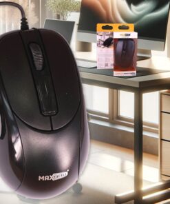 Mouse Ottico USB 2.0 Leggera e Slim da Lavoro Ufficio Viaggio Uso Personale con Cavo da 1.25 metri Modello 2966 a 2 Tasti Rotella Cliccabile