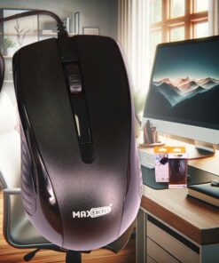 Mouse Ottico USB 2.0 Leggera e Slim da Lavoro Ufficio Viaggio Uso Personale con Cavo da 1.25 metri Modello 1260 Ambidestro a 2 Tasti e Rotella