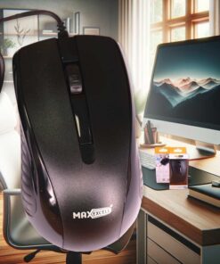 Mouse Ottico USB 2.0 Leggera e Slim da Lavoro Ufficio Viaggio Uso Personale con Cavo da 1.25 metri Modello 1260 Ambidestro a 2 Tasti e Rotella - immagine 3