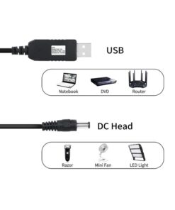 Cavo Convertitore Di Tensione Da USB 5V a Jack DC 5,5X2,1mm 12V Lunga 1M