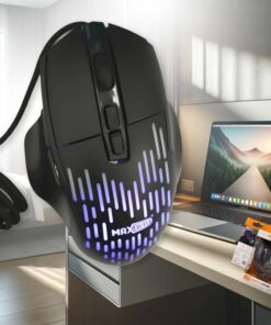 Mouse da Gaming Ergonomico con Luce RGB piu 2 Tasti Laterali Tasti per Regolare DPI Max12000K e Cavo Intrecciato SpeedFlex