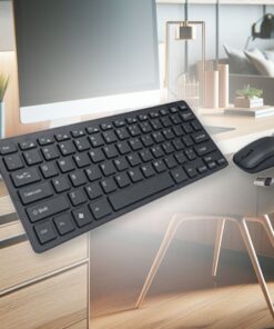 Kit Tastiera e Mouse Wireless Layout Italiano Ricevitore USB 2.4Ghz Ultra Sottile - immagine 3