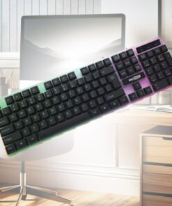 Tastiera da Gaming Membrana Retro Illuminata con Colori RGB Casuale Layout Italiana QWERTY con Tasti Silenziosi