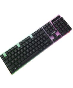 Tastiera da Gaming Membrana Retro Illuminata con Colori RGB Casuale Layout Italiana QWERTY con Tasti Silenziosi - immagine 3