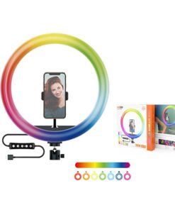 Luce ad Anello LED RGB 33cm Potente di 30W, Ring Light 360 Gradi 700LM DC 5V/2A Dimmerabile e Regolabile 2700-7000k