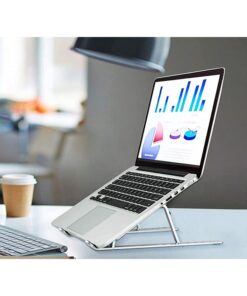 Supporto Notebook In Alluminio Regolabile Supporto Laptop Scrivania Pieghevole Design Ergonomico Stabile - immagine 3