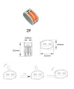 10 Morsetti A Molla Con Connettori Terminali Conduttore Per Cavi Fili Elettrici Riutilizabile Elevata Sicurezza 2P - immagine 5