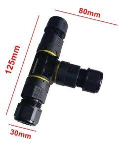 2 Connettori Veloce IP68 Forma T 3 Posti per Cavo Elettrico 6 12mm 122x80x30mm - immagine 3