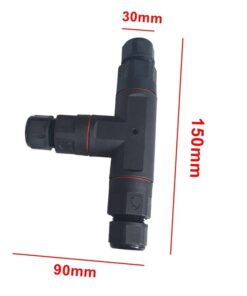 2 Connettori Veloce IP68 Forma T 3 Posti per Cavo Elettrico 6 12mm 150x90x30mm - immagine 3