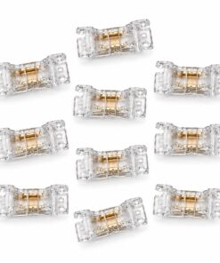 10 Pezzi Connettore Trasparente Invisibile 5mm 2 PIN Per Unire In Linea 2 Striscie Led Smd COB con Passo da 5mm Senza Saldare