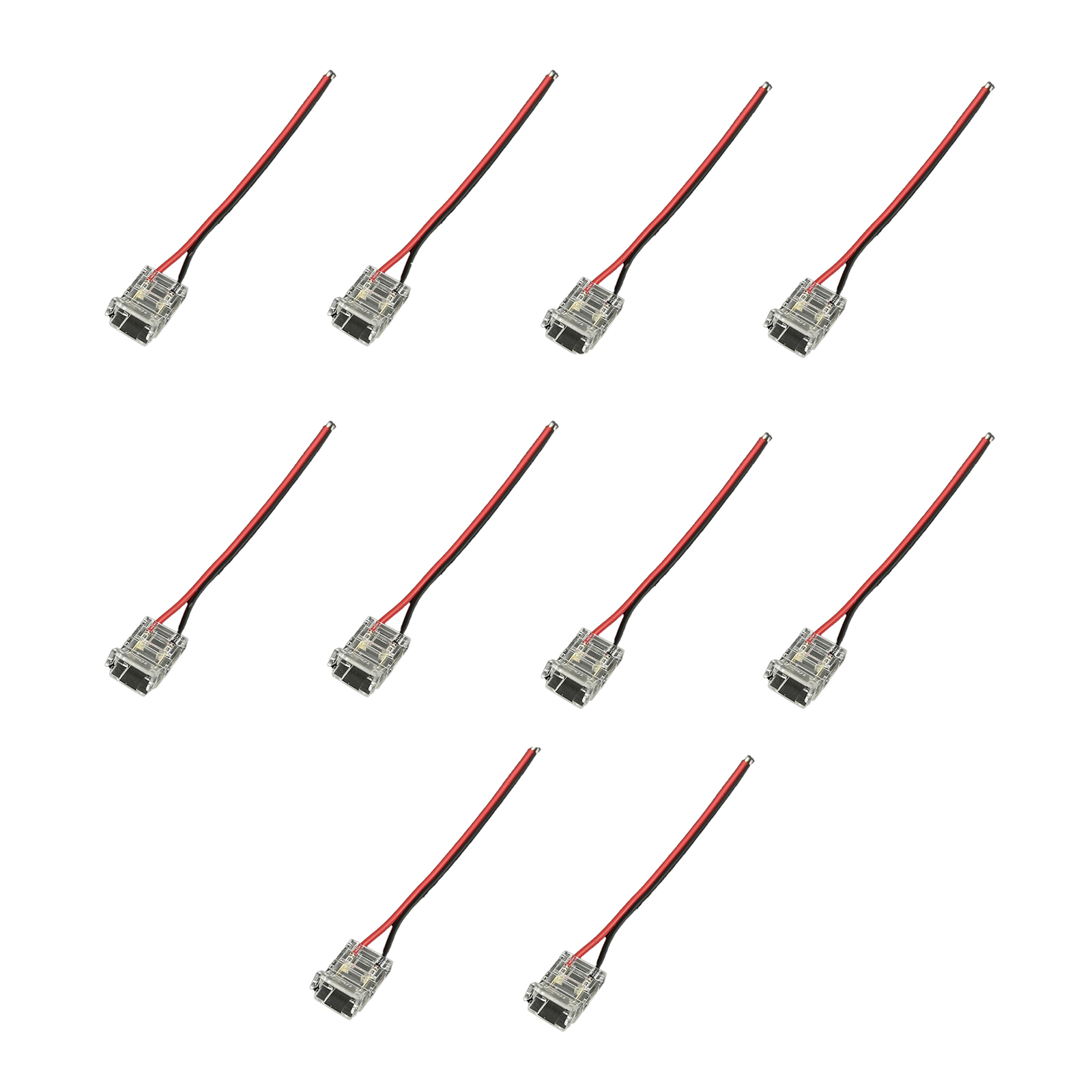 10 Pezzi Connettore Trasparente Invisibile 10mm 2 PIN Per Chiudere 2 Striscie Led Smd COB con Passo da 10mm Senza Saldare - immagine 3