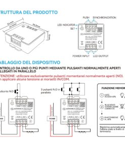 Led Dimmer Push WIFI RF 2.4G Pulsante, Master Slave, Memoria, APP TUYA, 5V 12V 24V 10A, Compatibile Con CLC101R, Sostituzione CL9111 CL9115 SH9111 MMC1418, 45X45X15mm - immagine 3