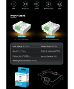 Led Dimmer Push Pulsante+RF, Master Slave, Memoria e Sincronizzabile, 5V 12V 24V 10A, Sostituzione CL9111 CL9115, Compatibile Con CLC101R - immagine 7