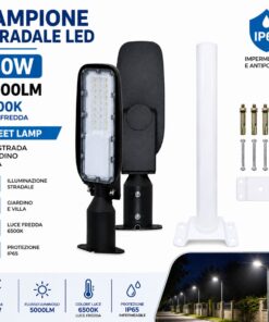 Lampione Stradale Led 50W 5000LM 6500K Street Lamp Per Strada Giardino Villa IP65 - immagine 2