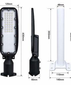 Lampione Stradale Led 50W 5000LM 6500K Street Lamp Per Strada Giardino Villa IP65 - immagine 3
