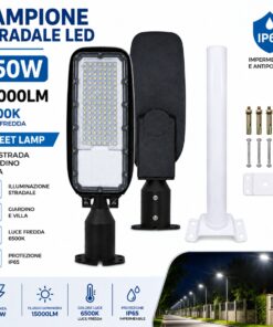 Lampione Stradale Led 150W 15000LM 6500K Street Lamp Per Strada Giardino Villa IP65 - immagine 2