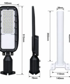 Lampione Stradale Led 150W 15000LM 6500K Street Lamp Per Strada Giardino Villa IP65 - immagine 3