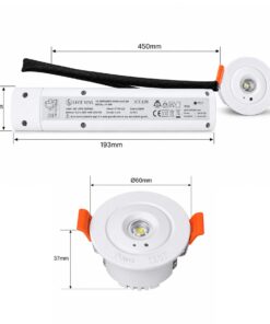 Mini Faretto Led Emergenza da Incasso 3W 250lm 3 Ore D60X37mm Foro 42mm, Bianco 6500K, Modalità SA/SE, Batteria LiFePO4 6,4 V 1800mAh - immagine 3