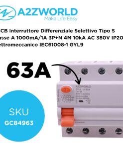 RCCB Interruttore Differenziale Selettivo Tipo S Classe A 1000mA/1A 3P+N 4M 10kA AC 380V IP20 Elettromeccanico IEC61008-1 GYL9, Corrente Disponibili 63A 100A (63A) - immagine 2
