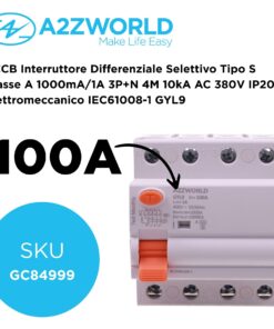 RCCB Interruttore Differenziale Selettivo Tipo S Classe A 1000mA/1A 3P+N 4M 10kA AC 380V IP20 Elettromeccanico IEC61008-1 GYL9, Corrente Disponibili 63A 100A (100A) - immagine 2