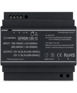 Alimentatore Trasformatore Da Guida Barra DIN 150W, 6 Moduli, Serie HDR-150, Disponibili DC 12V 24V (DC 12V)
