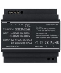 Alimentatore Trasformatore Da Guida Barra DIN 150W, 6 Moduli, Serie HDR-150, Disponibili DC 12V 24V (DC 24V)