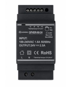 Alimentatore Trasformatore Da Guida Barra DIN 60W, 3 Moduli, Serie HDR-60, Disponibili DC 12V 24V (DC 24V)