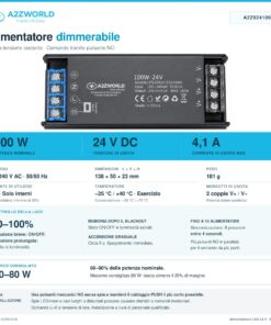 Alternative view of Alimentatore 24V Push Dimmer Integrato, Dimmerabile con Pulsante NO (10-100%), Memoria dopo Blackout, Sincronizzabile, Accensione Soft, 2 Uscite, IP20, Disponibili 100W 200W 300W (100W)