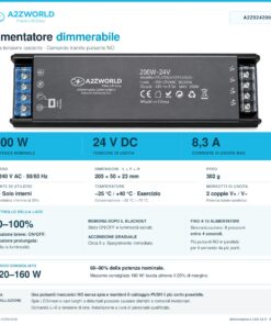 Alternative view of Alimentatore 24V Push Dimmer Integrato, Dimmerabile con Pulsante NO (10-100%), Memoria dopo Blackout, Sincronizzabile, Accensione Soft, 2 Uscite, IP20, Disponibili 100W 200W 300W (200W)