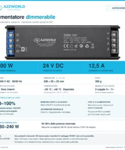 Alternative view of Alimentatore 24V Push Dimmer Integrato, Dimmerabile con Pulsante NO (10-100%), Memoria dopo Blackout, Sincronizzabile, Accensione Soft, 2 Uscite, IP20, Disponibili 100W 200W 300W (300W)