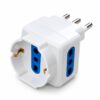 Adattatore Tripla Spina Elettrica Angolare 16A con 2 Prese Bipasso 10A/16A e 1 Presa Schuko 16A Laterale Salvaspazio (AP83054) - ASDSHOP