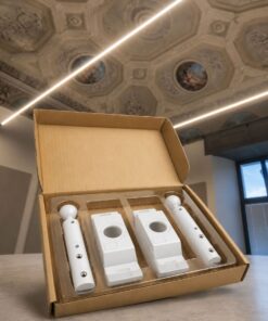 Sistema Illuminazione Cavi Tesi StarLine - Kit Staffe di Fissaggio a Parete per Linee LED a Tensione, Effetto Filo di Luce, Installazione 2 Lati (Bianco)