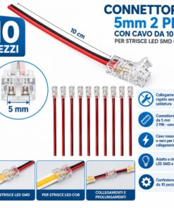 Alternative view of 10 Pezzi Connettore Trasparente 5mm 2 PIN con Cavo per Strisce LED SMD COB, Collegamento Senza Saldatura
