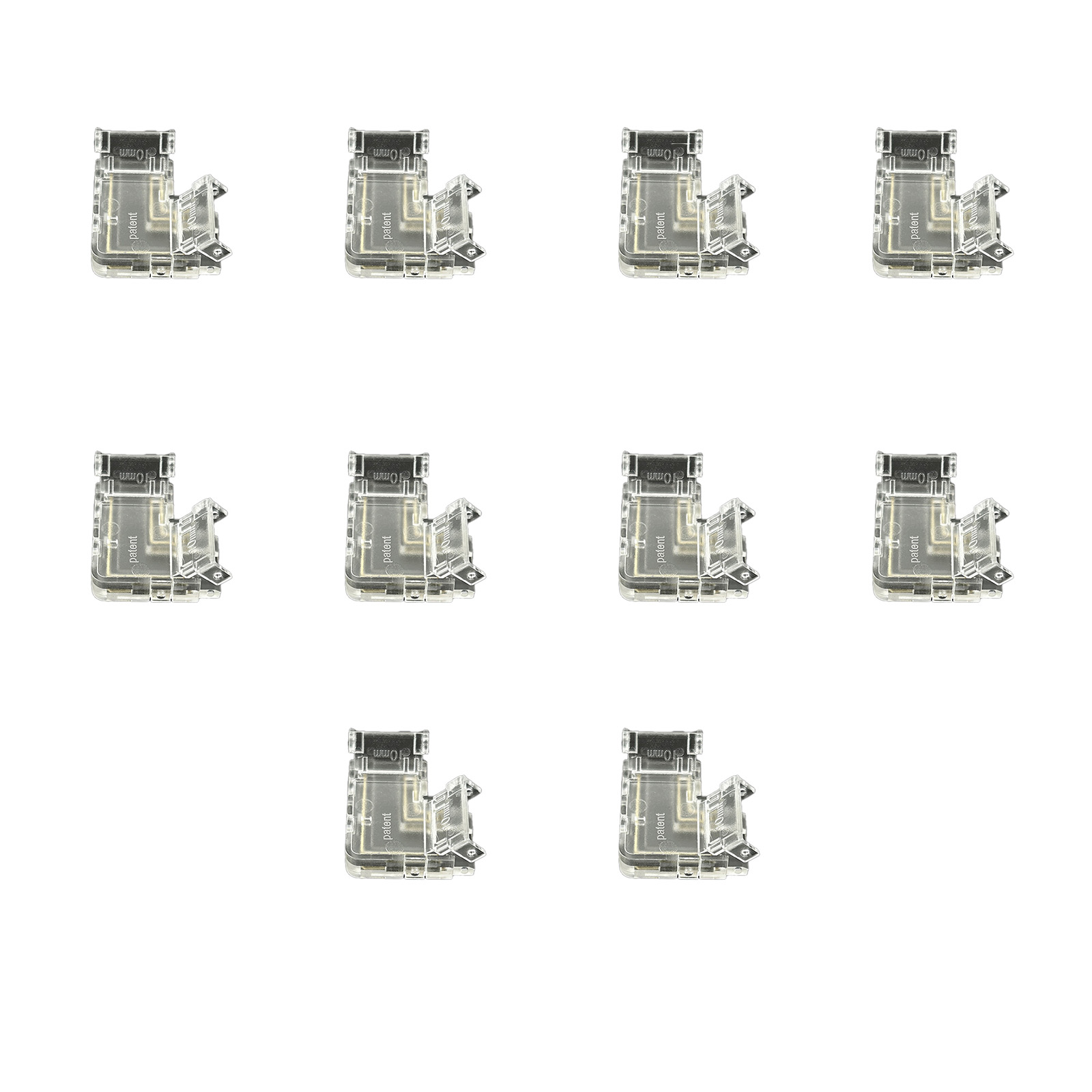 10 Pezzi Connettore Trasparente Invisibile 10mm Angolare 90° 2 PIN Per Unire In Angolo 2 Striscie Led Smd COB con Passo da 10mm Senza Saldare - immagine 2