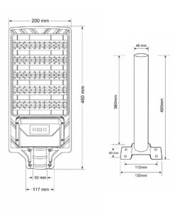 Lampione Stradale Led Con Pannello Solare e Sensore PIR 3.8W 380LM 6500K Street Lamp per Strada Giardino Villa IP65 - immagine 5