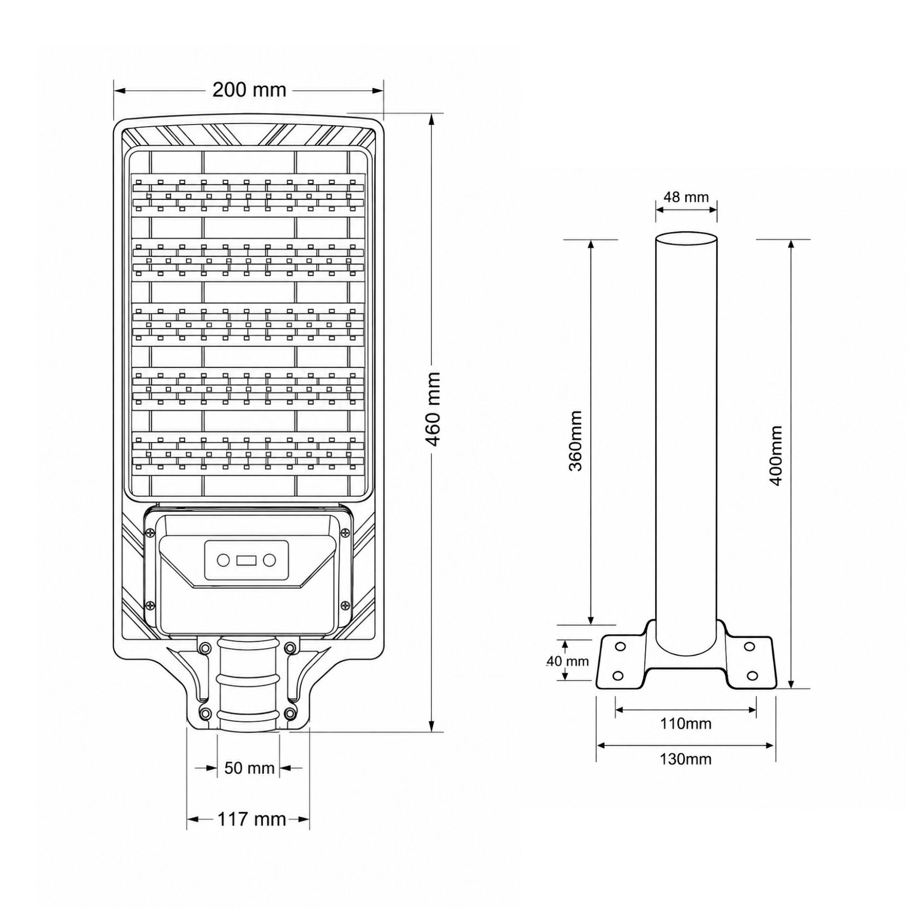 Lampione Stradale Led Con Pannello Solare e Sensore PIR 3.8W 380LM 6500K Street Lamp per Strada Giardino Villa IP65 - immagine 5