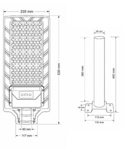 Lampione Stradale Led Con Pannello Solare e Sensore PIR 8.5W 840LM 6500K Street Lamp per Strada Giardino Villa IP65 - immagine 5
