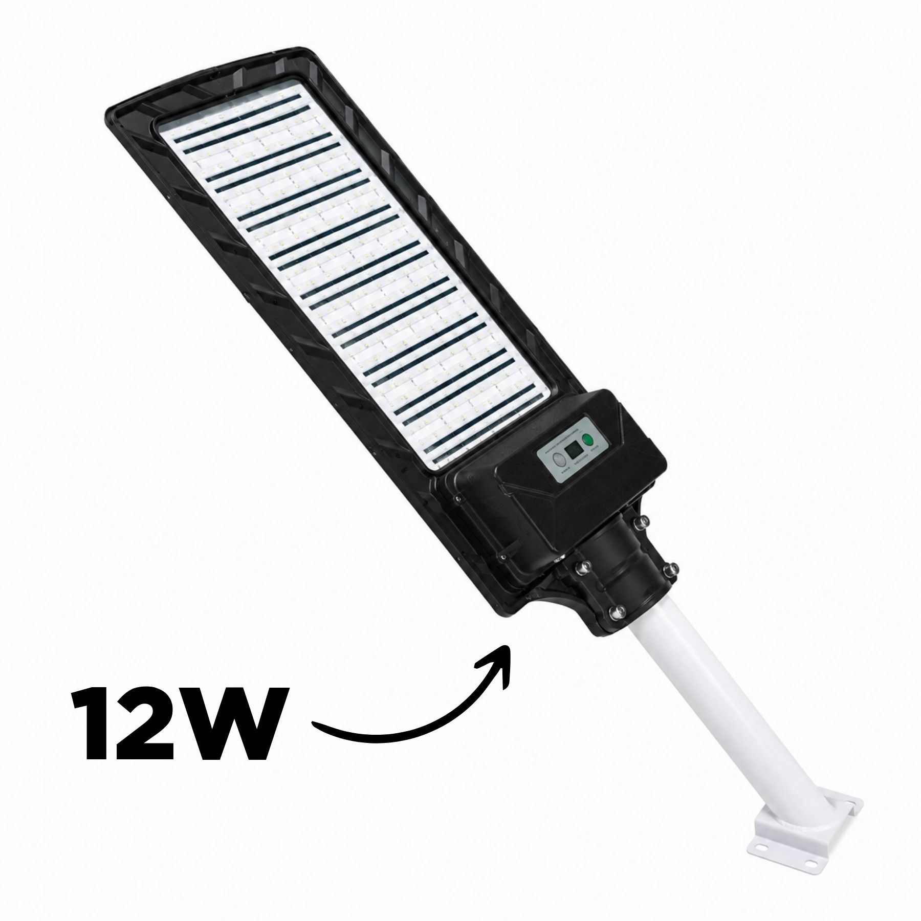 Lampione Stradale Led Con Pannello Solare e Sensore PIR 12W 1100LM 6500K Street Lamp per Strada Giardino Villa IP65 - immagine 2