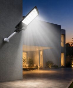 Lampione Stradale Led Con Pannello Solare e Sensore PIR 12W 1100LM 6500K Street Lamp per Strada Giardino Villa IP65 - immagine 4