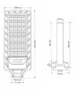 Lampione Stradale Led Con Pannello Solare e Sensore PIR 12W 1100LM 6500K Street Lamp per Strada Giardino Villa IP65 - immagine 5