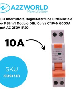 RCBO Interruttore Magnetotermico Differenziale Tipo F Slim 1 Modulo DIN, Curva C 1P+N 6000A 30mA AC 230V IP20, Corrente Disponibili 6A 10A 16A 20A 25A 32A 40A (C10A) - immagine 2