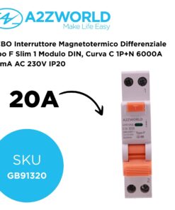 RCBO Interruttore Magnetotermico Differenziale Tipo F Slim 1 Modulo DIN, Curva C 1P+N 6000A 30mA AC 230V IP20, Corrente Disponibili 6A 10A 16A 20A 25A 32A 40A (C20A) - immagine 2